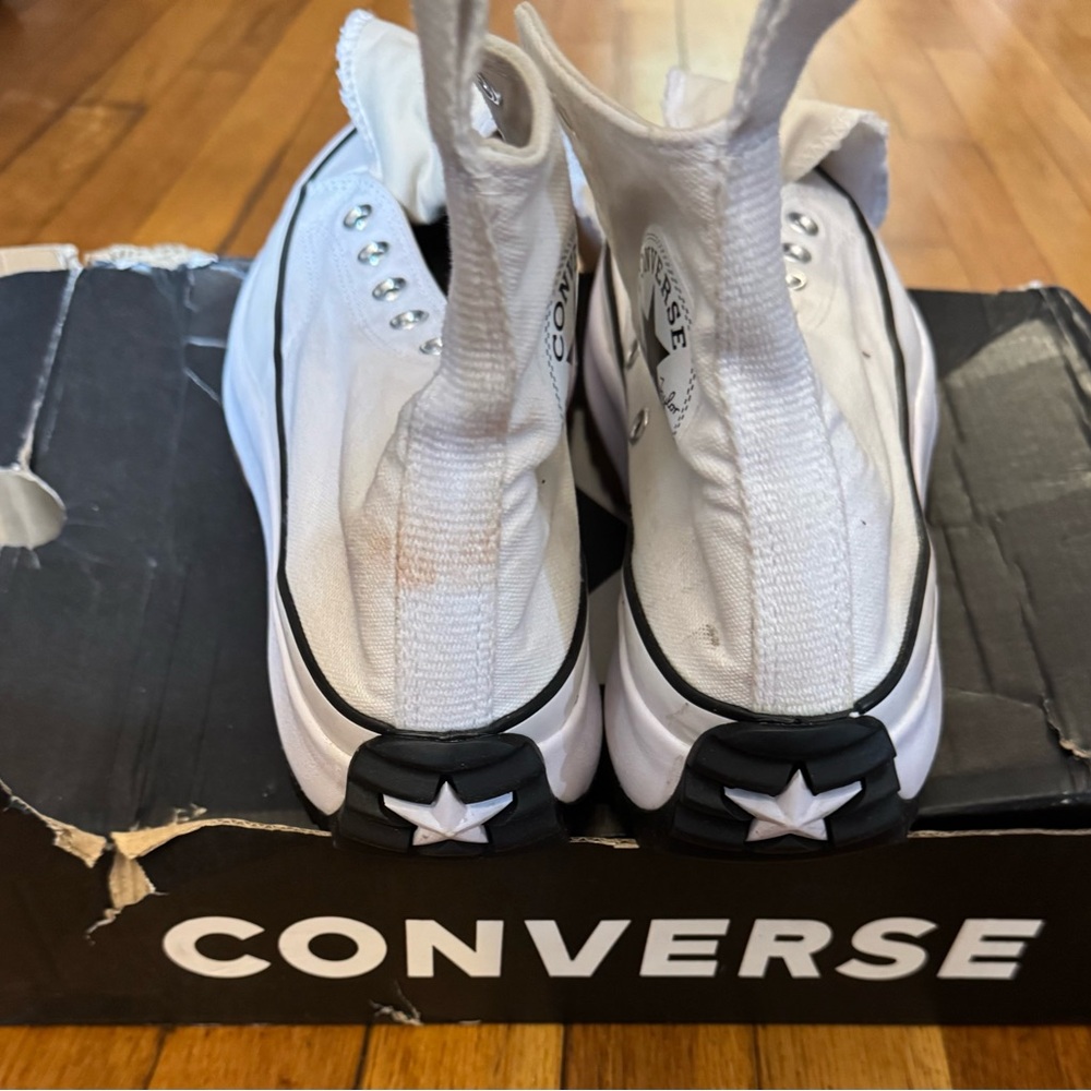 Converse White High-Tops with Black Accents